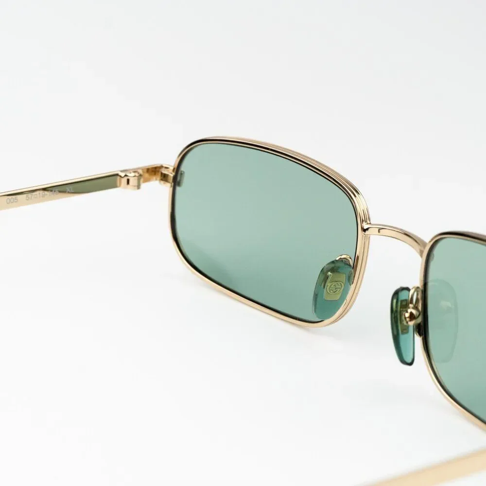 Gucci Women Sunglasses Gold Green Rectangle GG1457S 005 BRAND NEW